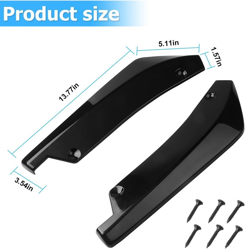 Mandark 2PCS Car Rear Bumper Diffuser Spoilers, Anti-Scratch Vehicle Rear Bumper Lip Diffuser Splitter Canard Protector, Universal Auto Front Bumper Side Skirt Spoiler Splitter Lip Body Kit (Black) - Image 2